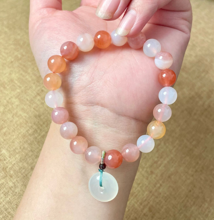 FJHDIY052 Natural crystal salt source agate Bracelet 8mm