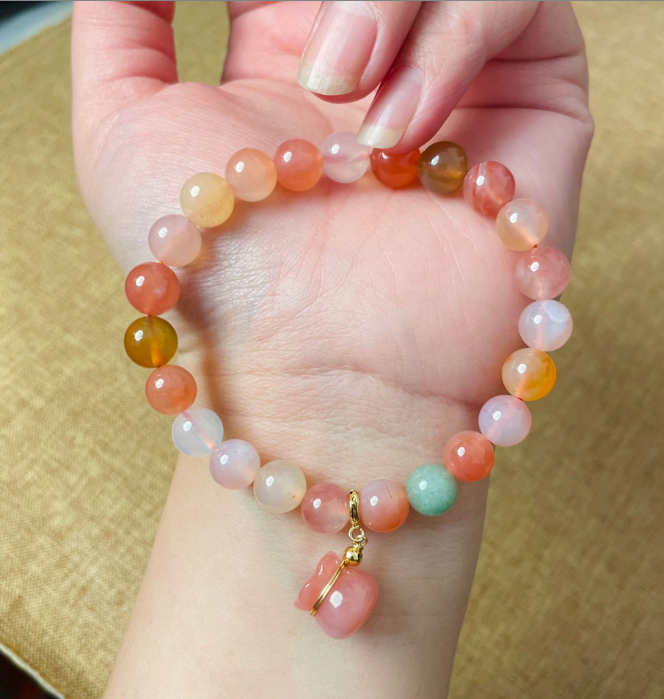 FJHDIY052 Natural crystal salt source agate Bracelet 8mm