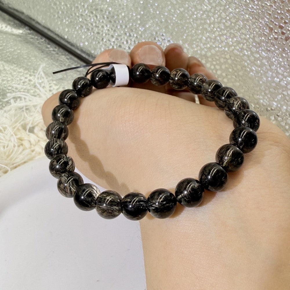 XLSL021 Black Rutilated Quartz bracelet 6/8/10/12mm