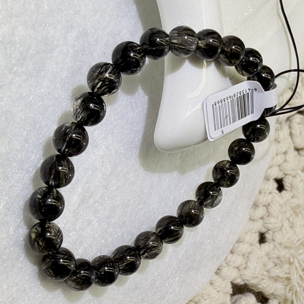 XLSL021 Black Rutilated Quartz bracelet 6/8/10/12mm
