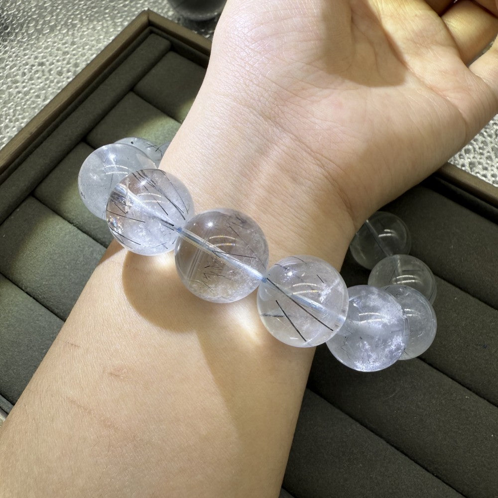 XLSL040 Aquamarine black hair bracelet 6/8/10/12mm