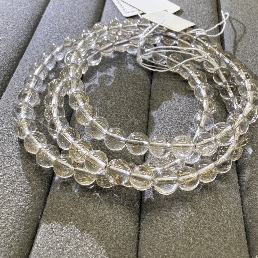 XLSL069 Silver Rutilated Quartz bracelet 6/8/10/12mm