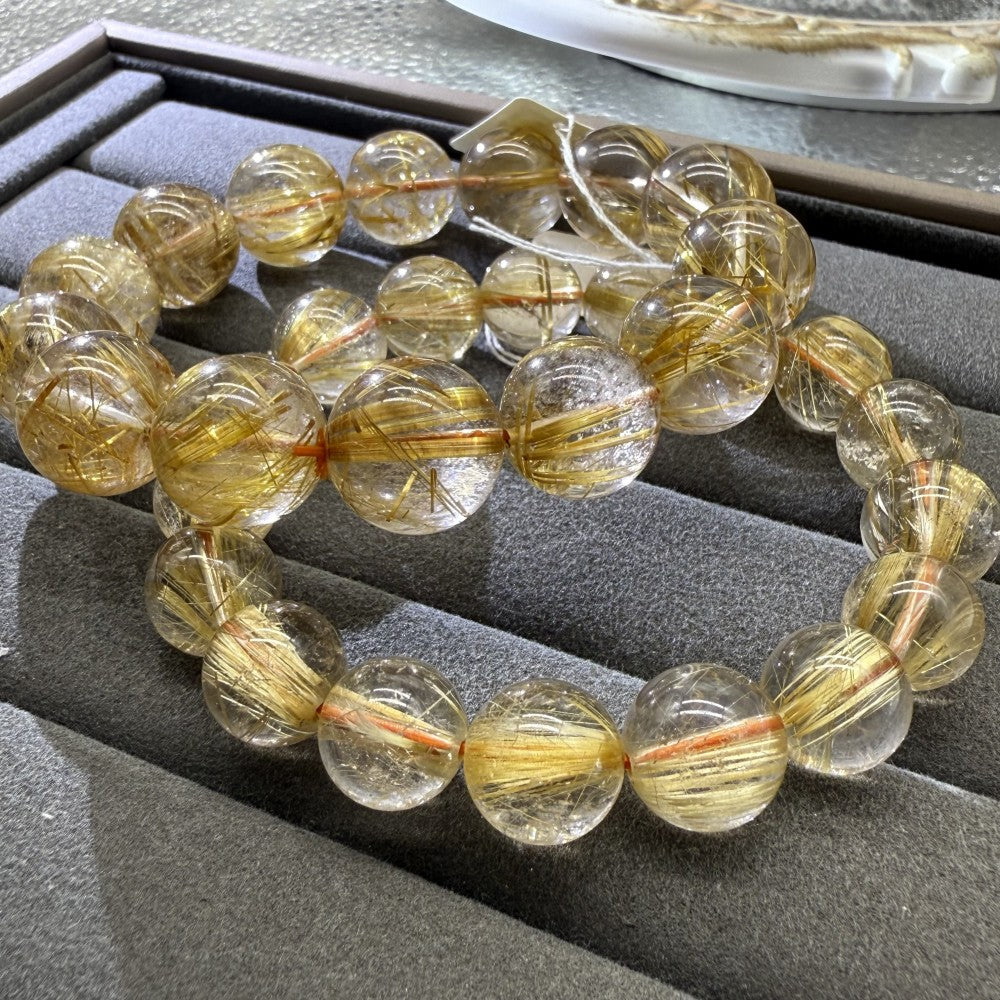 XLSL036 Golden Rutilated Quartz 2 bracelet 6/8/10/12mm