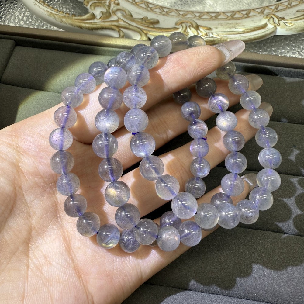 XLSL033 Gray Purple Moonstone bracelet 6/8/10/12mm