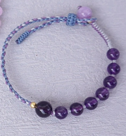 FJHDIY028 Amethyst rope Bracelet 8mm