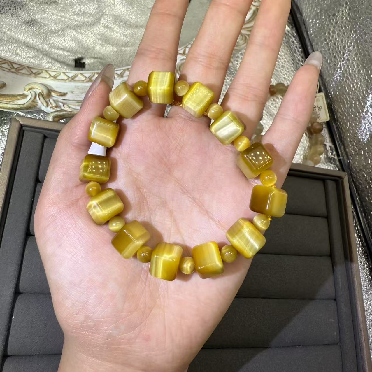 XLSL037 Golden Tiger Sugar Cubes bracelet 6/8/10/12mm