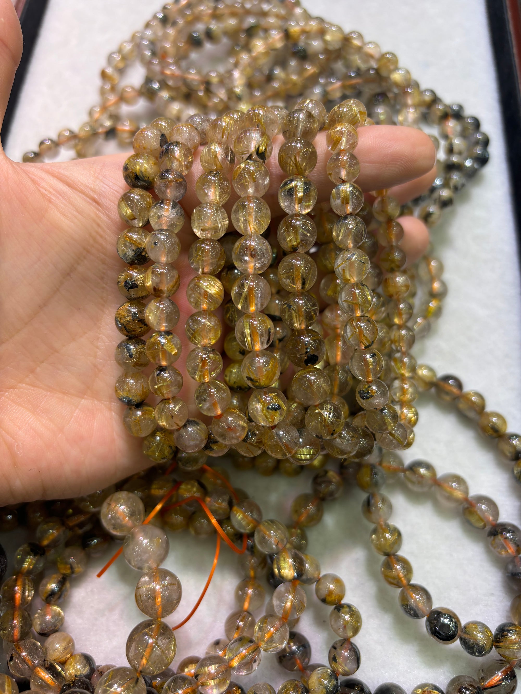 チタンクリスタルフラワー ブレスレット 8/10mm