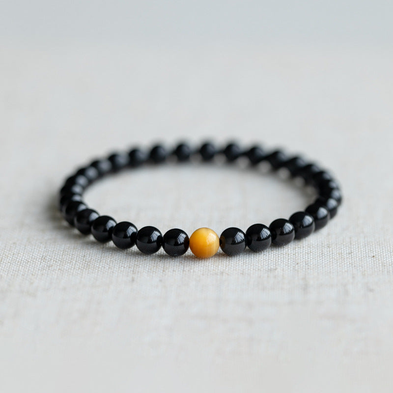 FJHDIY042 Obsidian tiger eye stone Bracelet 6/8/10/12mm
