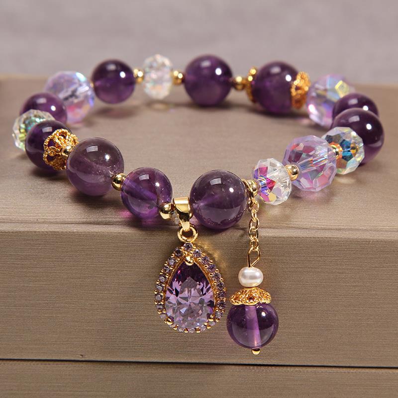 FJHDIY069 Nine purple li fire purple crystal Bracelet 10mm