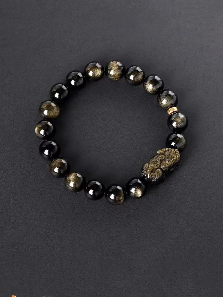 FJHDIY041 ゴールデンイシディアン 貔貅ブレスレット 8/10/12mm