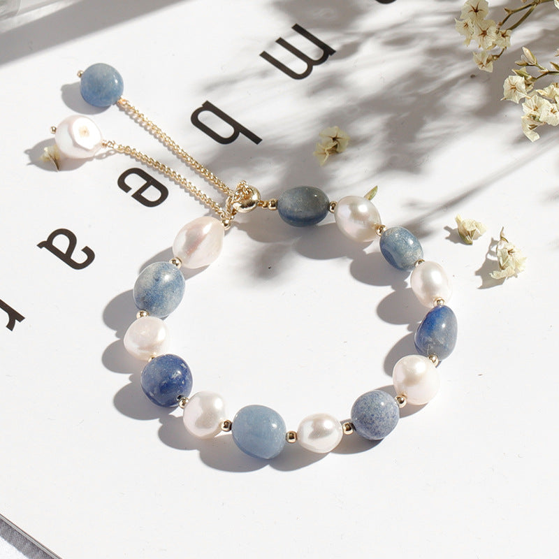 FJHDIY060 Lan Dongling Tamsui Pearl Crystal Bracelet 10mm