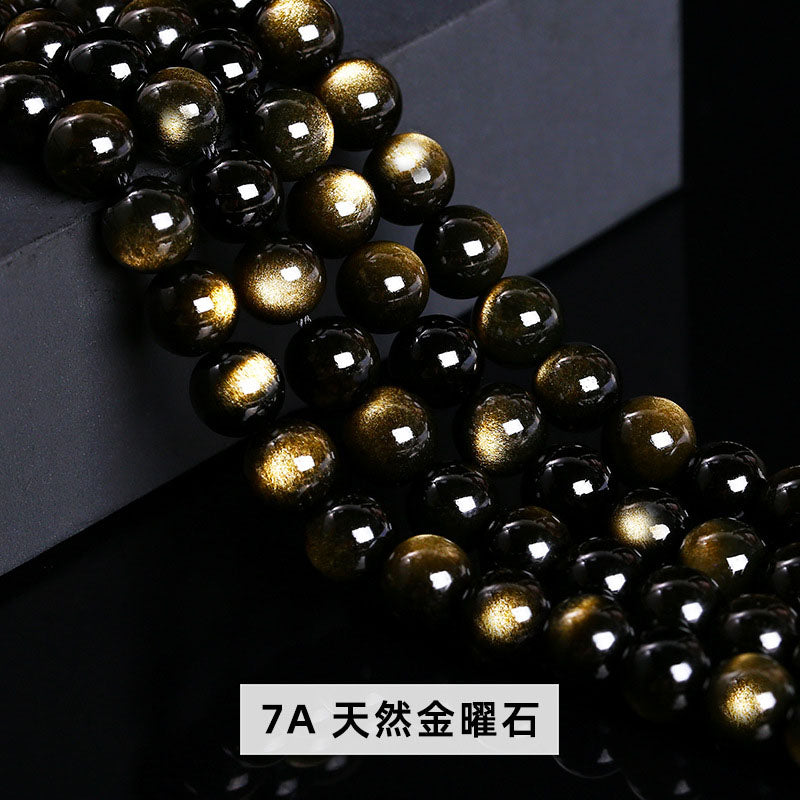 金のオブシディアンビーズ卸売 5A/7A 4/6/8/10/12/14mm