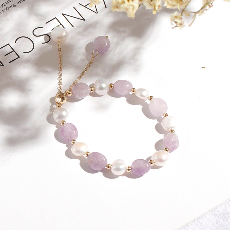 FJHDIY060 Lan Dongling Tamsui Pearl Crystal Bracelet 10mm