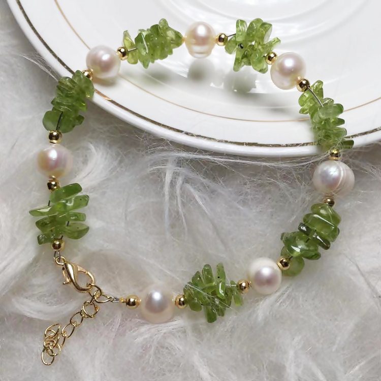 FJHDIY063 Strawberry Crystal Gravel Pearl Bracelet 8mm