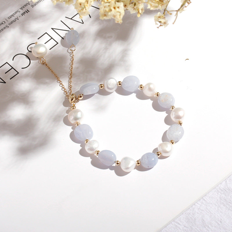 FJHDIY060 Lan Dongling Tamsui Pearl Crystal Bracelet 10mm