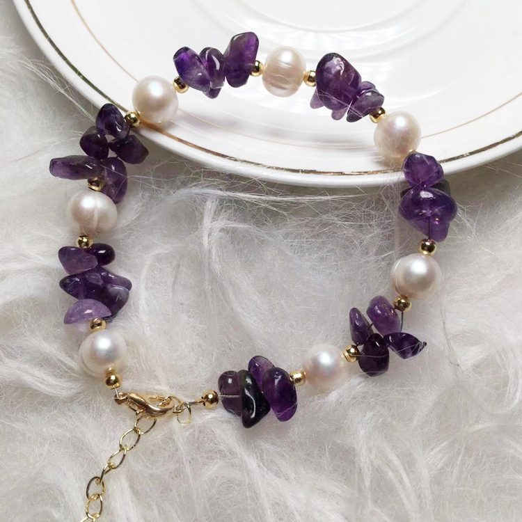 FJHDIY063 Strawberry Crystal Gravel Pearl Bracelet 8mm