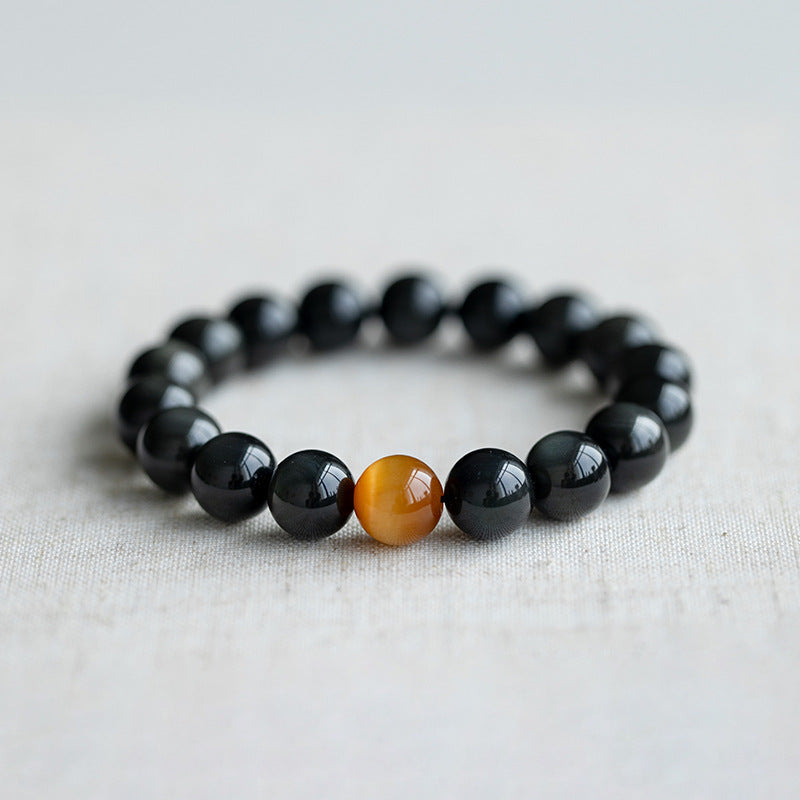 FJHDIY042 Obsidian tiger eye stone Bracelet 6/8/10/12mm