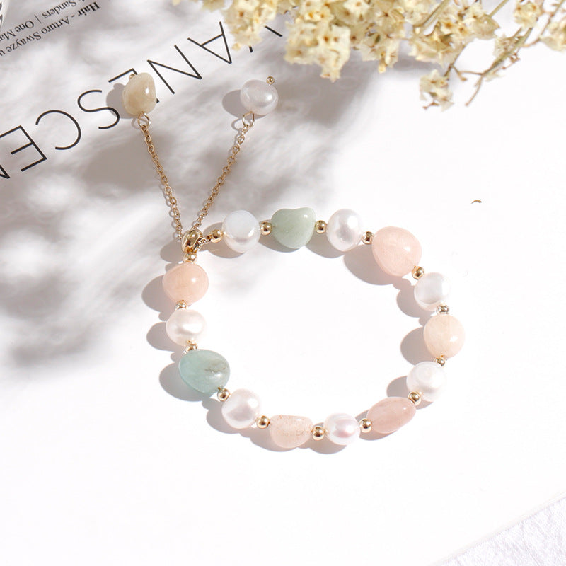 FJHDIY060 Lan Dongling Tamsui Pearl Crystal Bracelet 10mm
