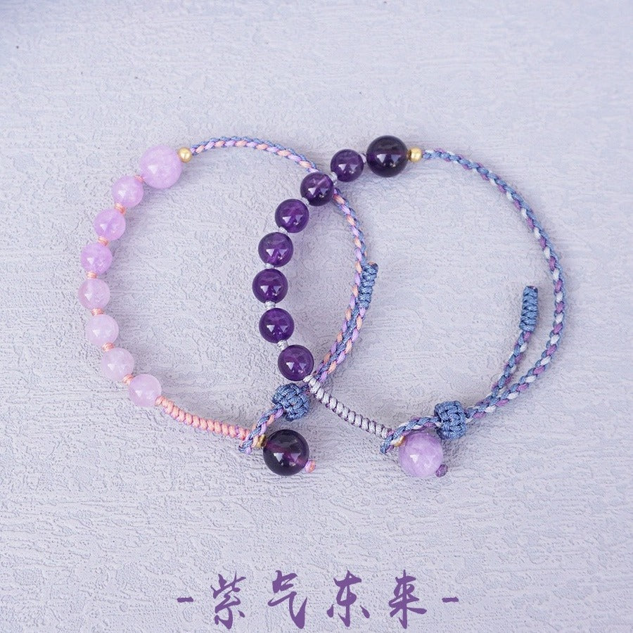 FJHDIY028 Amethyst rope Bracelet 8mm