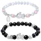 FJHDIY050 Cat's Eye Obsidian Sterling Silver Pixiu Bracelet 8mm