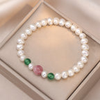 FJHDIY070 Natural strawberry crystal freshwater pearls Bracelet 8mm