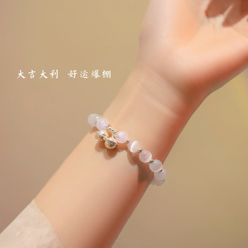 グレームーンストーンクリスタルブレスレットスターリングシルバーベルブレスレット