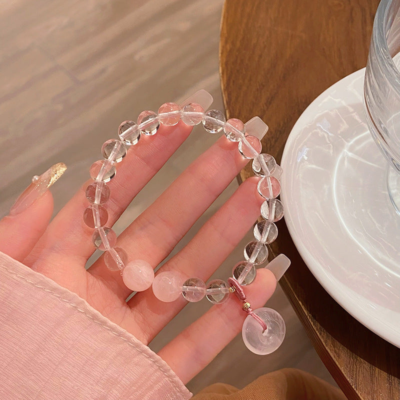 FJHDIY014 White crystal powder crystal peace buckle Bracelet 8mm