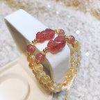 FJHDIY002 Blonde crystal strawberry crystal Pixiu Bracelet 8mm