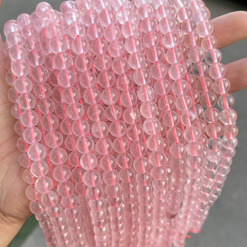 ローズクォーツビーズ卸売 氷素材 4/6/8/10/12mm