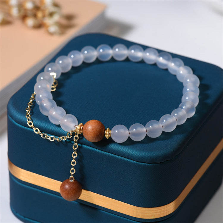 FJHDIY015 Sandalwood white agate Bracelet 8mm