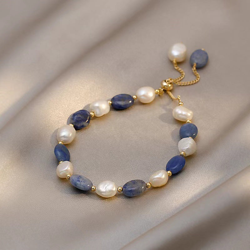 FJHDIY060 Lan Dongling Tamsui Pearl Crystal Bracelet 10mm