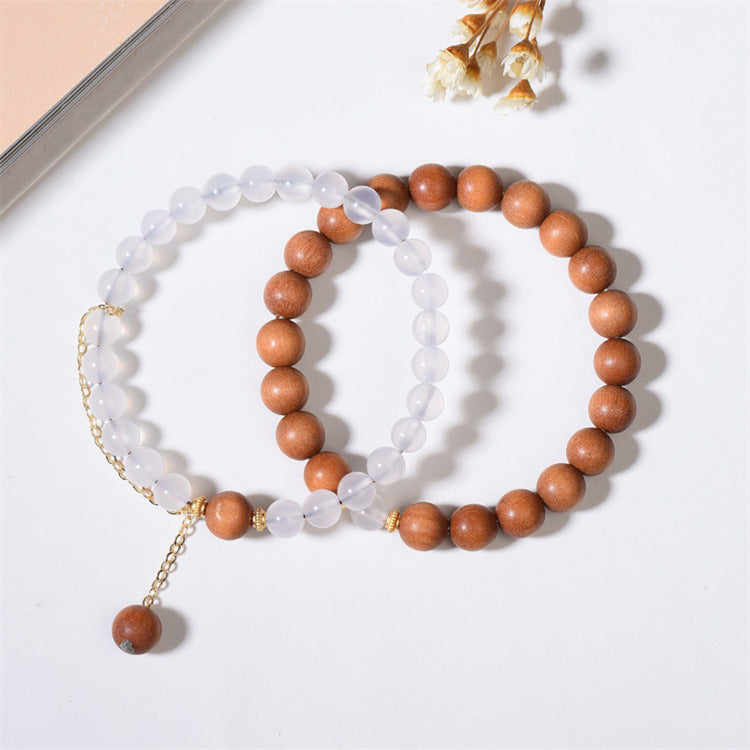 FJHDIY015 Sandalwood white agate Bracelet 8mm