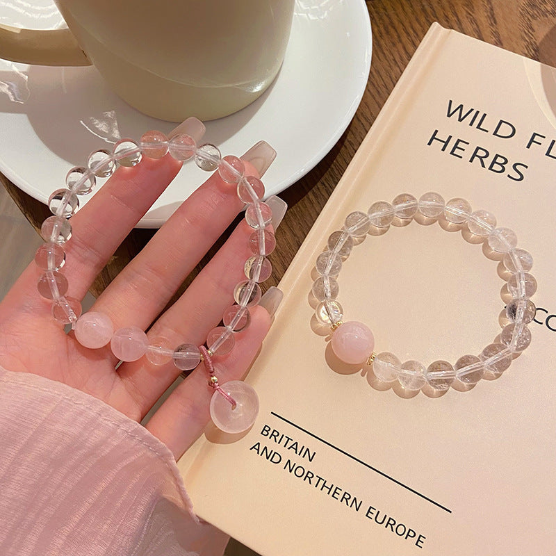 FJHDIY014 White crystal powder crystal peace buckle Bracelet 8mm