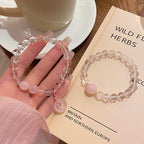 FJHDIY014 White crystal powder crystal peace buckle Bracelet 8mm
