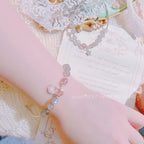 FJHDIY010 Strawberry Crystal Moonstone Bracelet 8mm
