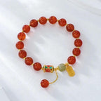 FJHDIY025 Red agate lucky card Bracelet 8mm
