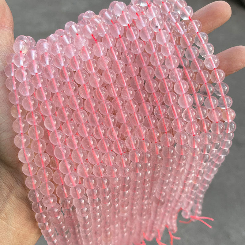 ローズクォーツビーズ卸売 氷素材 4/6/8/10/12mm