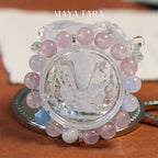 FJHDIY023 Horse pink crystal with blue moonstone aquamarine Bracelet 10mm