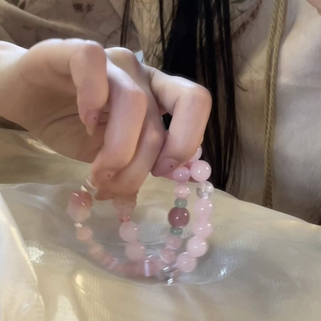 FJHDIY016 Nine-tailed Fox Horse Pink Crystal Bracelet 10mm