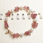 FJHDIY063 Strawberry Crystal Gravel Pearl Bracelet 8mm