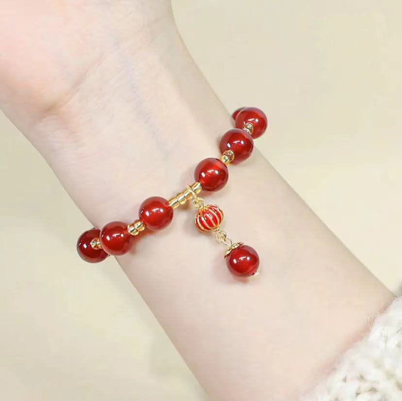 FJHDIY032 Red agate lantern Bracelet 8mm