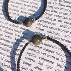 FJHDIY006 Obsidian braided rope Bracelet 10mm