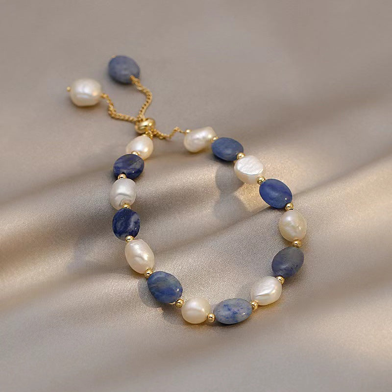 FJHDIY060 Lan Dongling Tamsui Pearl Crystal Bracelet 10mm