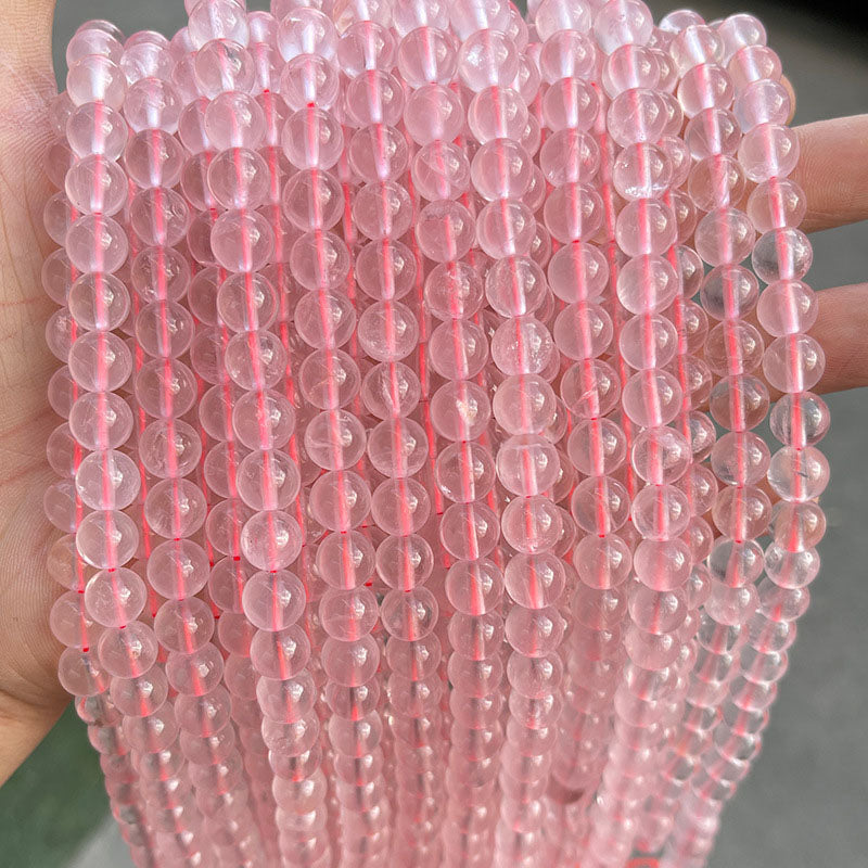 ローズクォーツビーズ卸売 氷素材 4/6/8/10/12mm