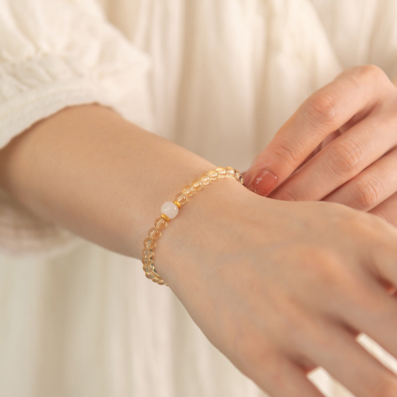 FJHDIY043 Citrine Hetian Jade Bracelet 8mm