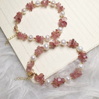 FJHDIY063 Strawberry Crystal Gravel Pearl Bracelet 8mm