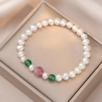 FJHDIY070 Natural strawberry crystal freshwater pearls Bracelet 8mm
