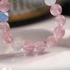 FJHDIY023 Horse pink crystal with blue moonstone aquamarine Bracelet 10mm