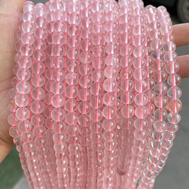 ローズクォーツビーズ卸売 氷素材 4/6/8/10/12mm