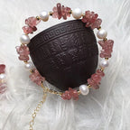 FJHDIY063 Strawberry Crystal Gravel Pearl Bracelet 8mm